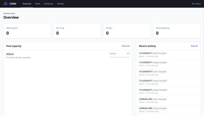 FARM web interface